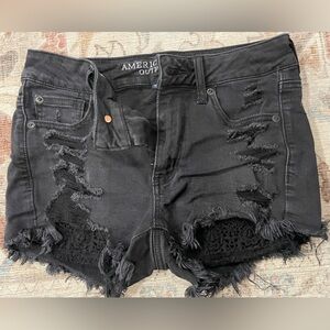 American Eagle denim Hi-rise shortie shorts